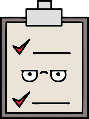 Bir insan tarafından çizilmiş kontrol listesinin sevimli karikatürü