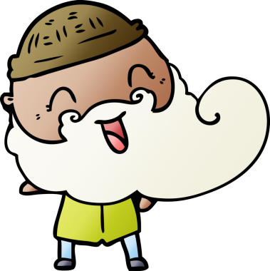 Bir insan tarafından çizilmiş sakallı ve kış şapkalı mutlu bir adam.