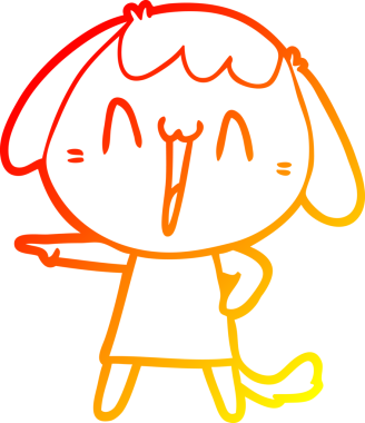 Bir insan tarafından çizilmiş sevimli bir köpeğin sıcak çizgi çizgisi.