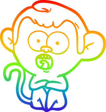 gökkuşağı gradyan çizgi çizimi bir insan tarafından çizilmiş bir maymun tarafından şok edildi