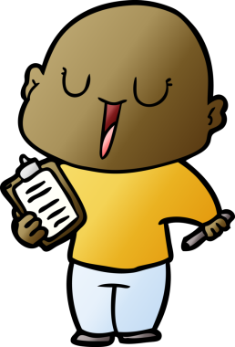 Bir insan tarafından çizilmiş mutlu, kel adam.