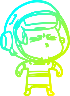 Bir insan tarafından çizilen soğuk gradyan çizgi çizimi stresli astronot