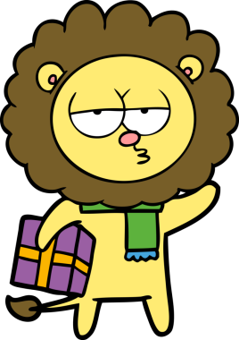 Bir insan tarafından çizilmiş, çizgi film yorgun aslanı.