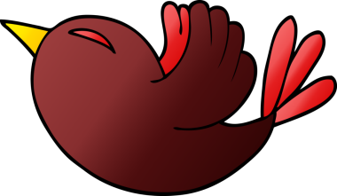 Bir insan tarafından çizilmiş kırmızı kuş.