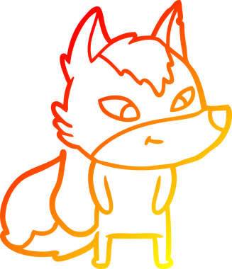 Bir insan tarafından çizilmiş dost canlısı bir kurt çizgi çizimi.