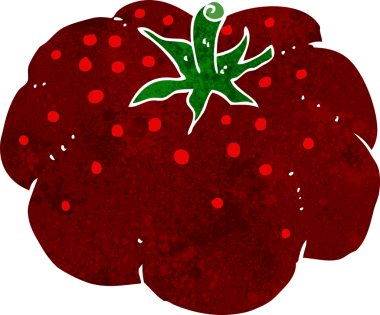 Bir insan tarafından çizilmiş domates çizgi filmi.