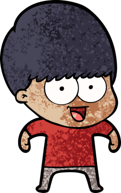 Bir insan tarafından çizilmiş mutlu çizgi film çocuğu.