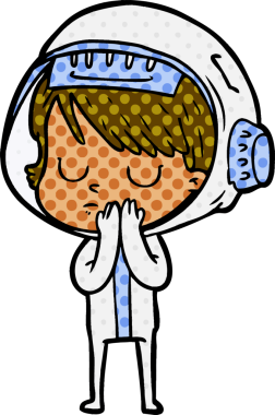 Bir insan tarafından çizilmiş astronot kadın.