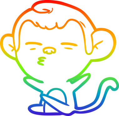 Gökkuşağı gradyan çizgi çizimi Bir insan tarafından çizilmiş şüpheli maymun