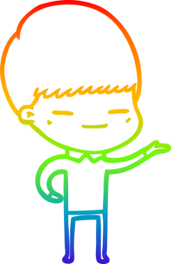 Gökkuşağı gradyan çizgi çizimi bir insan tarafından çizilmiş kendini beğenmiş bir çocuk.