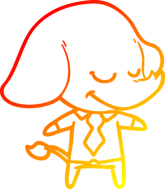 Bir insan tarafından çizilmiş gülümseyen fil yöneticisinin sıcak çizgi çizimi