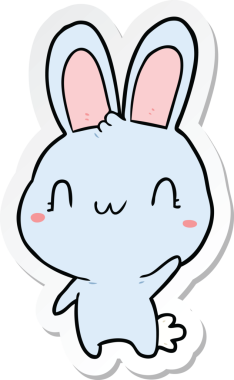 Bir insan tarafından çizilmiş çizgi film tavşanının çıkartması.