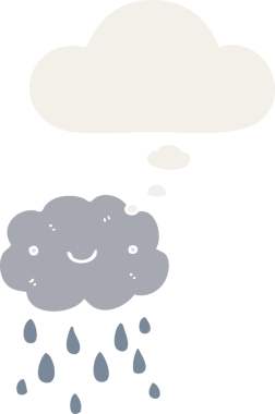 Düşünce baloncuğu olan sevimli çizgi film bulutu bir insan tarafından çizilmiş.