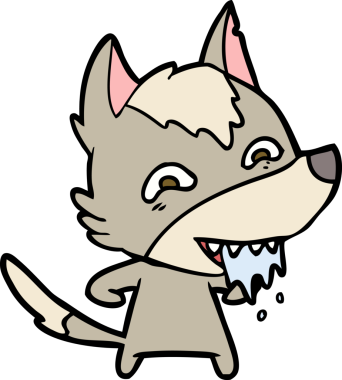 Bir insan tarafından çizilmiş aç kurt çizgi filmi.