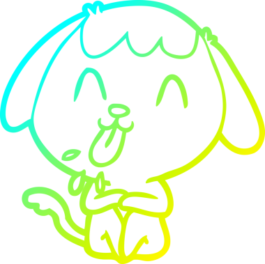 Bir insan tarafından çizilmiş şirin bir çizgi köpeğin soğuk gradyan çizgisi.