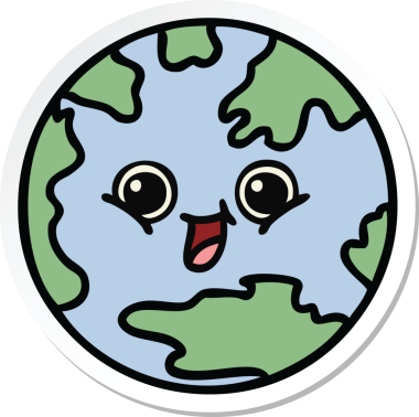 Bir insan tarafından çizilmiş şirin bir çizgi film gezegeninin çıkartması.