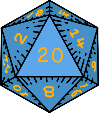 Retro Dövme Biçimi Doğal 20 D20 zar bir insan tarafından çizildi