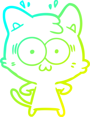 Bir çizgi filmin soğuk gradyan çizimi bir insan tarafından çizilmiş sürpriz bir kedi.