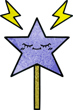 Bir insan tarafından çizilmiş sihirli bir değneğin retro grunge dokusu