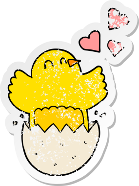 Bir insan tarafından çizilmiş yavru bir karikatürün hüzünlü çıkartması.