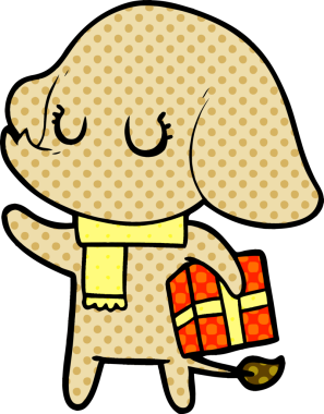 Bir insan tarafından çizilmiş sevimli çizgi film fili.