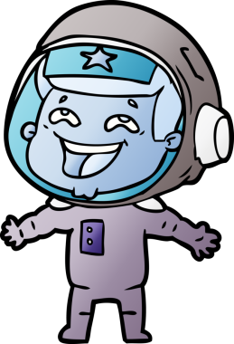 Bir insan tarafından çizilmiş gülen astronot çizgi filmi.