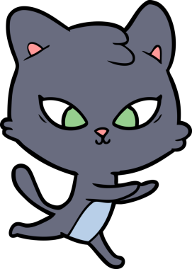 Bir insan tarafından çizilmiş sevimli çizgi film kedisi.