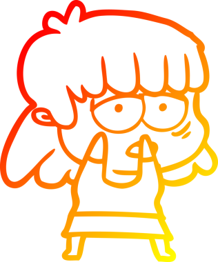 Bir insan tarafından çizilmiş, karikatür çizen, yorgun bir kadın.