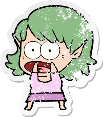 Bir karikatürün sıkıntılı çıkartması bir insan tarafından çizilmiş elf kızı şok etti.