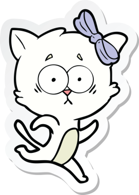 Bir insan tarafından çizilmiş çizgi film kedisinin çıkartması.