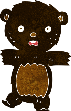 Bir insan tarafından çizilmiş siyah ayı yavrusu.