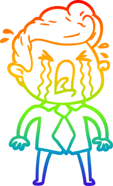 Bir insan tarafından çizilmiş ağlayan bir adamın çizdiği gökkuşağı gradyan çizgisi.