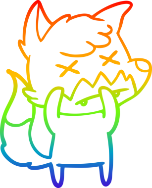 Gökkuşağı gradyan çizgi çizimi Bir insan tarafından çizilmiş ölü tilki