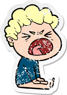 Bir insan tarafından çizilmiş öfkeli bir adamın sıkıntılı çıkartması.