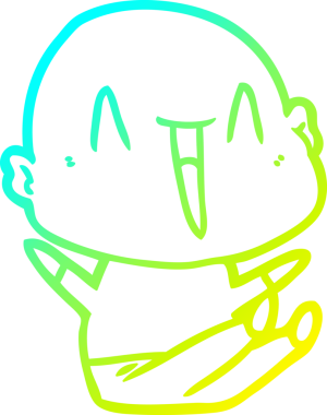 Bir insan tarafından çizilmiş, mutlu, kel bir adamın çizdiği soğuk çizgi.