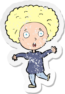 Bir insan tarafından çizilmiş bir karikatürün gerilimli çıkartması.