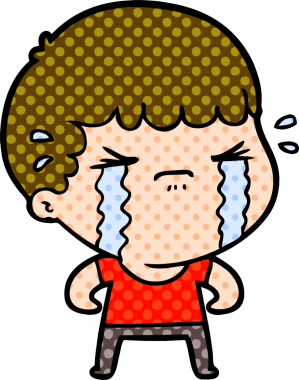 Bir insan tarafından çizilmiş ağlayan çizgi film adamı.