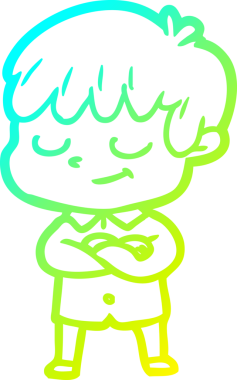 Bir çizgi film karakteri çizen soğuk çizgi bir insan tarafından çizilmiş mutlu çocuk.