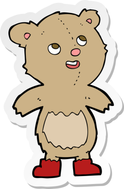 Bir insan tarafından çizilmiş oyuncak ayının çıkartması.