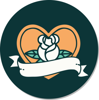 Bir insan tarafından çizilmiş, geleneksel kalp şeklinde dövme çıkartması.