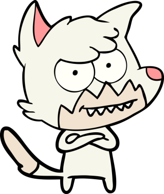 Bir insan tarafından çizilmiş sırıtan tilki çizgi filmi.