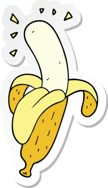 Bir insan tarafından çizilmiş bir muzun çıkartması.