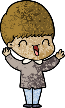 Bir insan tarafından çizilmiş mutlu çizgi film çocuğu.