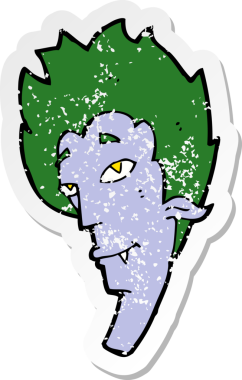 Bir insan tarafından çizilmiş vampir kafasının gerilimli çıkartması.