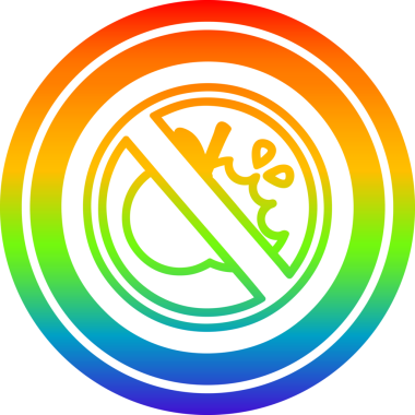 Gökkuşağı gradyan bir insan tarafından çizilmiş sağlıklı yiyecek dairesel simgesi yok