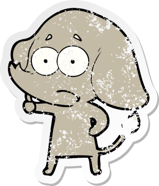 Bir insan tarafından çizilmiş belirsiz bir filin sıkıntılı çıkartması.