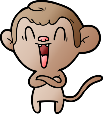 Bir insan tarafından çizilmiş gülen maymun çizgi filmi