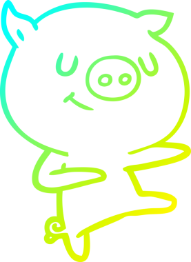 Bir insan tarafından çizilmiş mutlu bir domuz çizgi filminin çizimi.