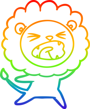 gökkuşağı gradyan çizgi çizimi bir insan tarafından çizilmiş bir aslan