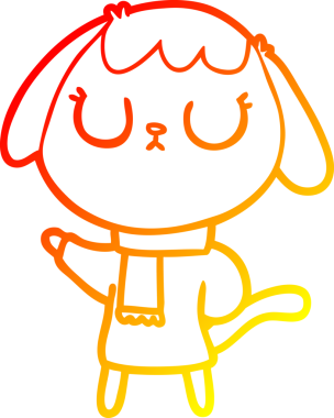 Bir insan tarafından çizilmiş sevimli bir köpeğin sıcak çizgi çizgisi.